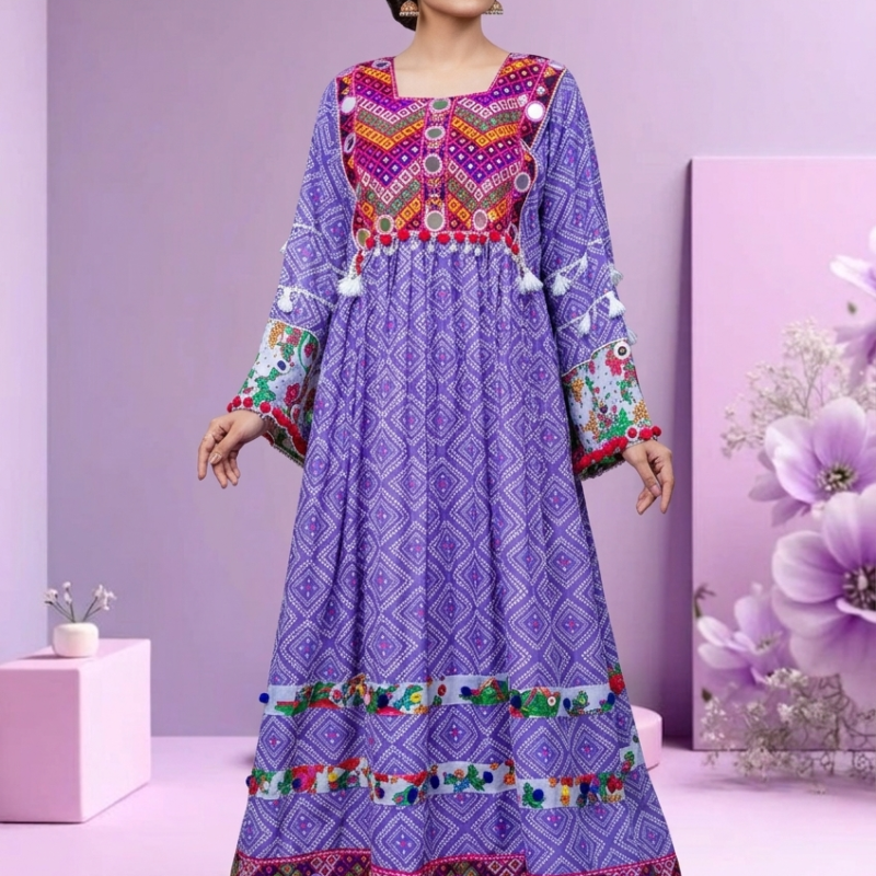 2-Piece Luxury Lawn Frock – Lilac Festive Ready-to-Wear | Suzain's Pret