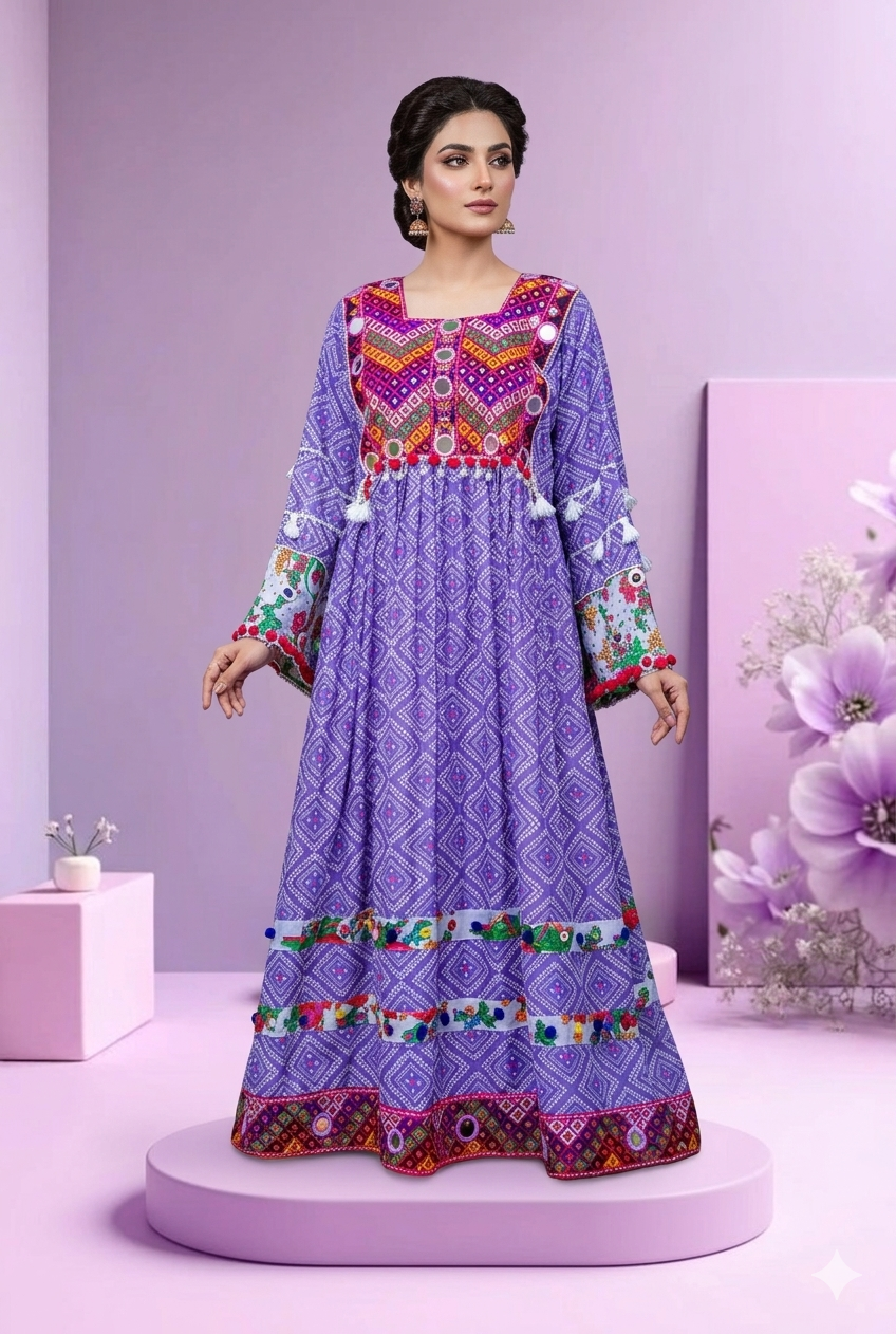 2-Piece Luxury Lawn Frock – Lilac Festive Ready-to-Wear | Suzain's Pret