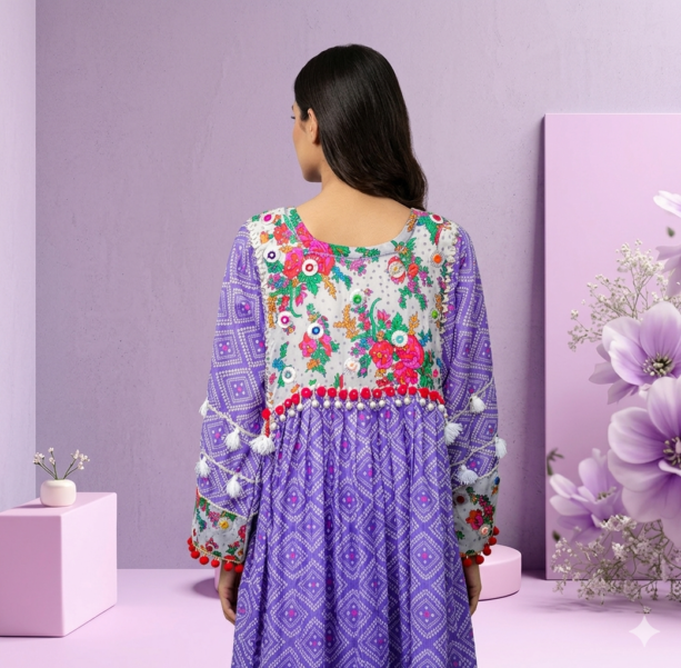 2-Piece Luxury Lawn Frock – Lilac Festive Ready-to-Wear | Suzain's Pret