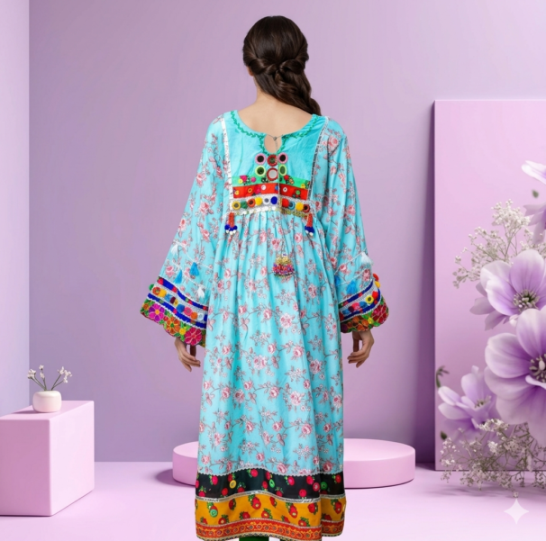 2-Piece Luxury Lawn Frock – Sky Blue Festive Ready-to-Wear | Suzain’s Pret