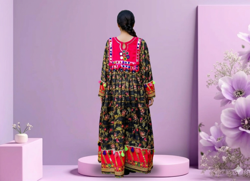 Afghani Luxury Frock – Black Multicolor Festive Ready-to-Wear | Suzain’s Pret