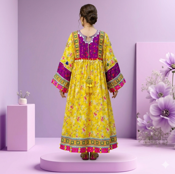 2-Piece Luxury Lawn Frock – Yellow Festive Ready-to-Wear | Suzain’s Pret