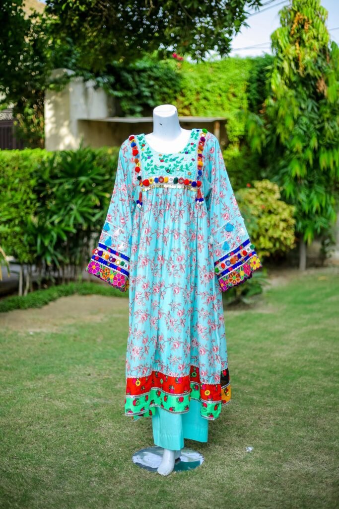 2-Piece Luxury Lawn Frock Sky Blue Festive Ready-to-Wear Suzain's Pret