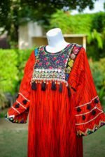 Afghani Luxury Frock Hot Red Festive Ready-to-Wear Suzain's Pret