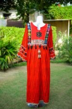 Afghani Luxury Frock Hot Red Festive Ready-to-Wear Suzain's Pret