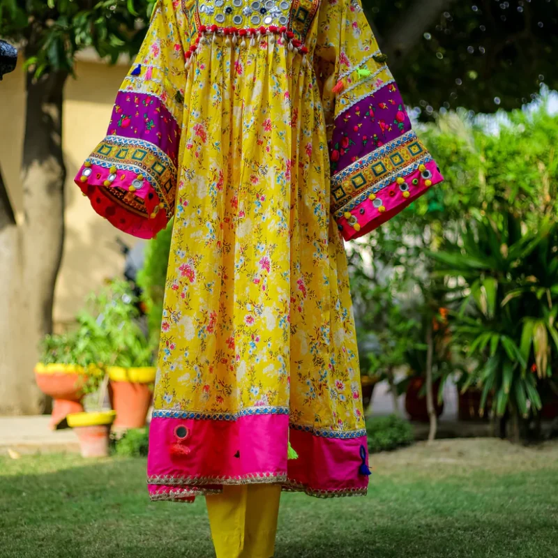 2-Piece Luxury Lawn Frock Yellow Festive Ready-to-Wear Suzain's Pret