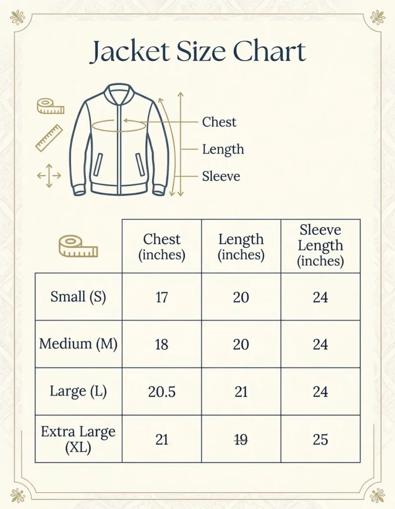 Afghani Embroidered Denim Jacket – Black size chart