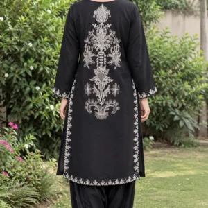 Dhanak Embroidered 2-Piece Stitched Suit – Black Dhanak Embroidered 2-Piece Stitched Suit – Black by Suzain's Pret