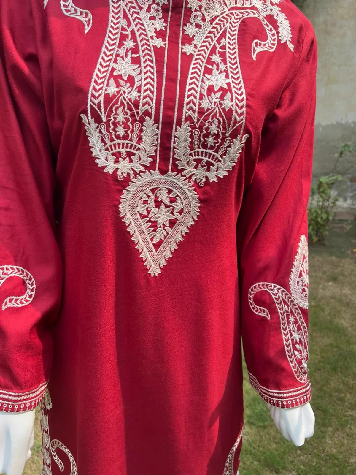 Dhanak Embroidered 2-Piece Stitched Suit – Red by Suzain's Pret