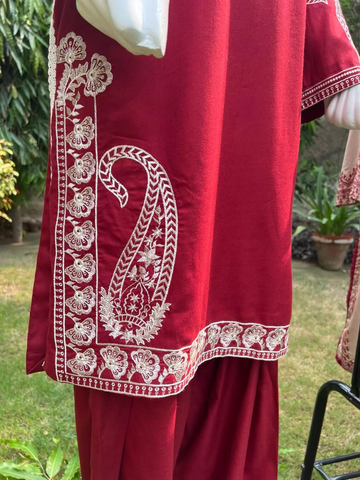Dhanak Embroidered 2-Piece Stitched Suit – Red by Suzain's Pret
