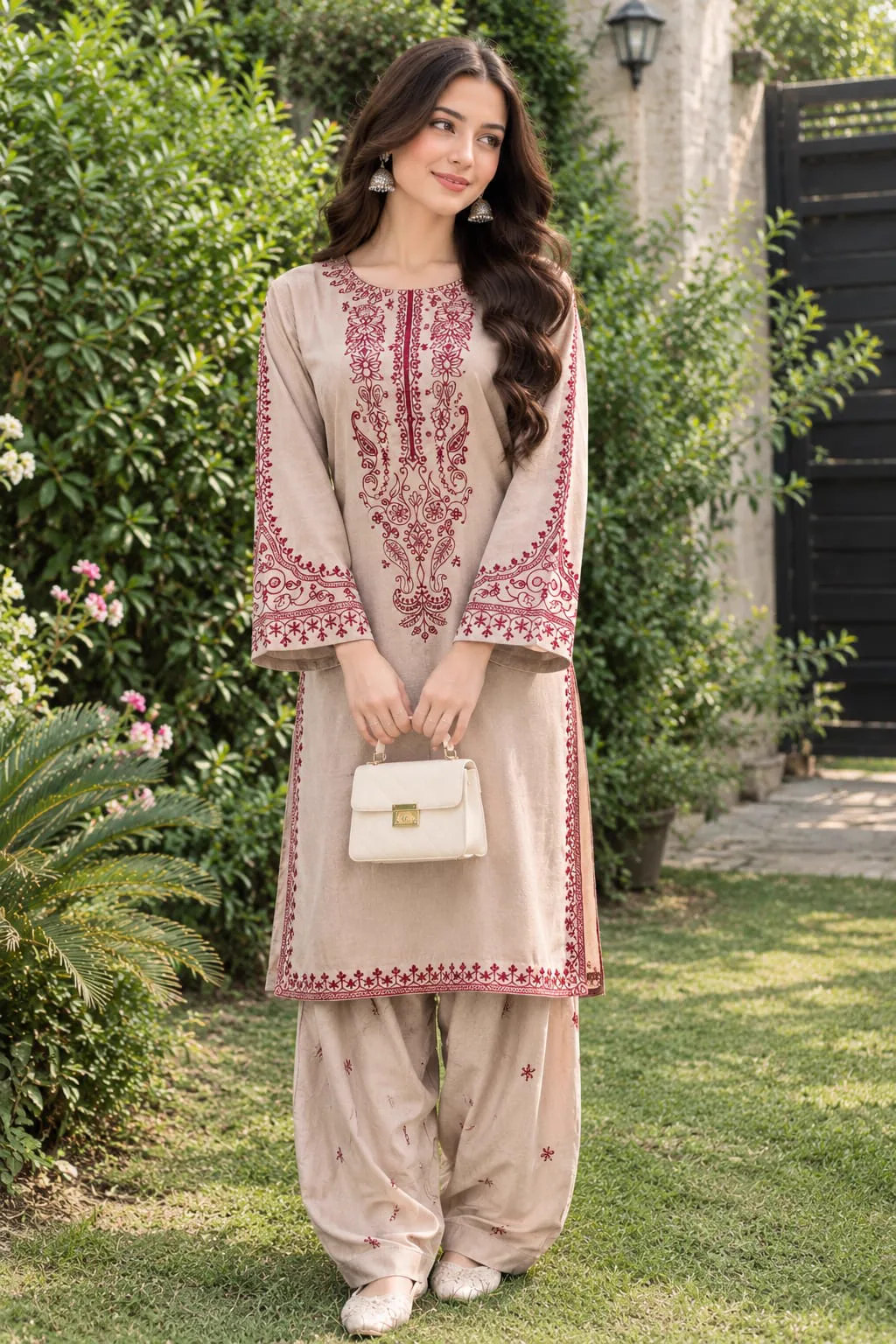 Dhanak Embroidered 2-Piece Stitched Suit – Skin by Suzain's Pret