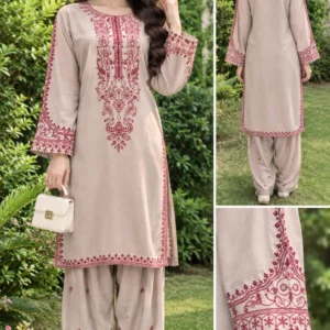 Dhanak Embroidered 2-Piece Stitched Suit – Skin Dhanak Embroidered 2-Piece Stitched Suit – Skin by Suzain's Pret