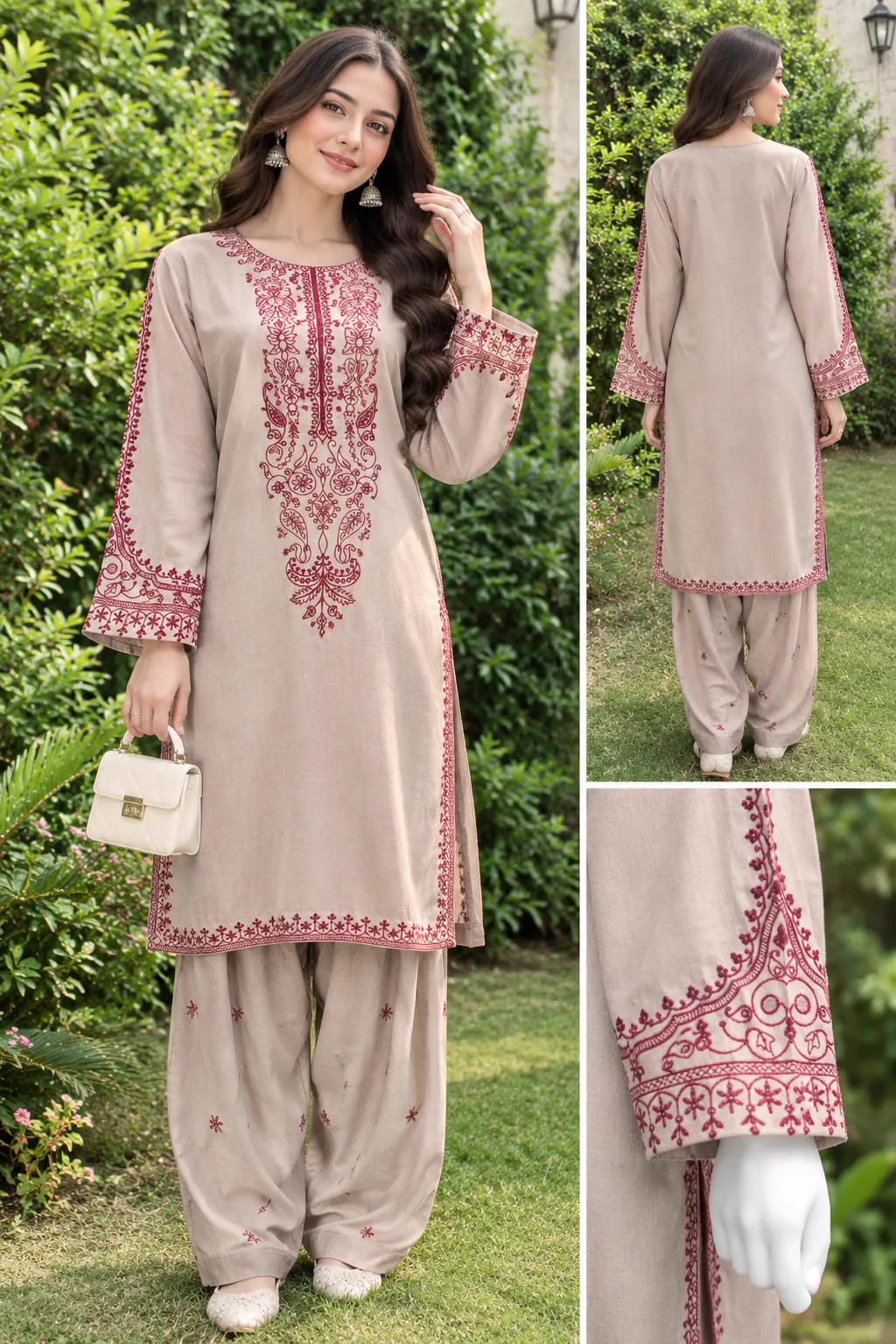 Dhanak Embroidered 2-Piece Stitched Suit – Skin by Suzain's Pret