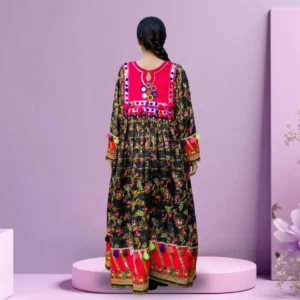 Flora Bell Afghani Luxury Frock – Black Multicolor Festive Dress Flora Bell Afghani Luxury Frock – Black Multicolor Festive Dress by Suzain's Pret