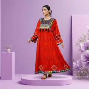 Flora Bell Afghani Luxury Frock – Hot Red Mehndi & Wedding Dress by Suzain's Pret