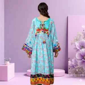 Flora Bell Afghani Luxury Frock – Sky Blue Floral Embroidered Dress Flora Bell Afghani Luxury Frock – Sky Blue Floral Embroidered Dress by Suzain's Pret