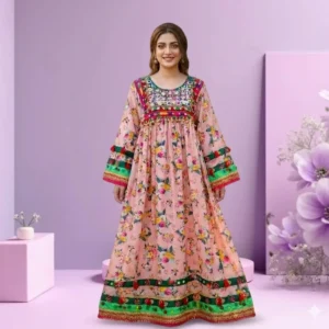 Flora Bell Afghani Luxury Frock – Tea Pink Embroidered Festive Dress by Suzain's Pret