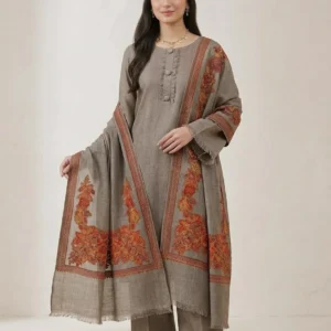 Zinc Kani pashmina 3-piece suit with Kani jacquard shawl