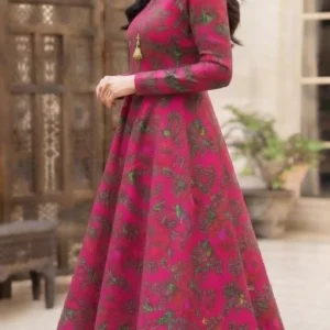 Marina Afghani Floral Print 2-Piece Unstitched Frock Suit – Pink Marina Afghani Floral Print 2-Piece Unstitched Frock Suit – Pink by Suzain's Pret