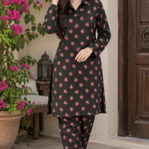 Marina Afghani Print 2-Piece Unstitched Suit – Black by Suzain's Pret