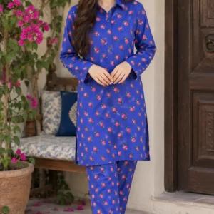 Marina Afghani Print 2-Piece Unstitched Suit – Blue by Suzain's Pret