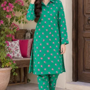 Marina Afghani Print 2-Piece Unstitched Suit – Green by Suzain's Pret