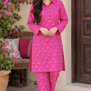 Marina Afghani Print 2-Piece Unstitched Suit – Pink by Suzain's Pret