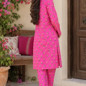 Marina Afghani Print 2-Piece Unstitched Suit – Pink by Suzain's Pret
