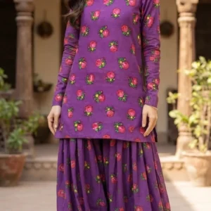 Marina Afghani Print 2-Piece Unstitched Suit – Purple by Suzain's Pret