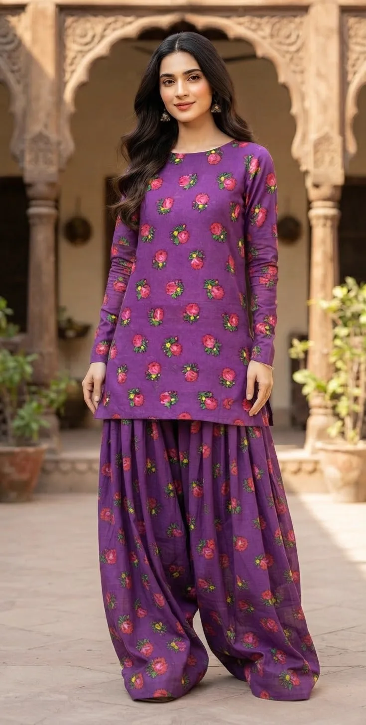 Marina Afghani Print 2-Piece Unstitched Suit – Purple by Suzain's Pret