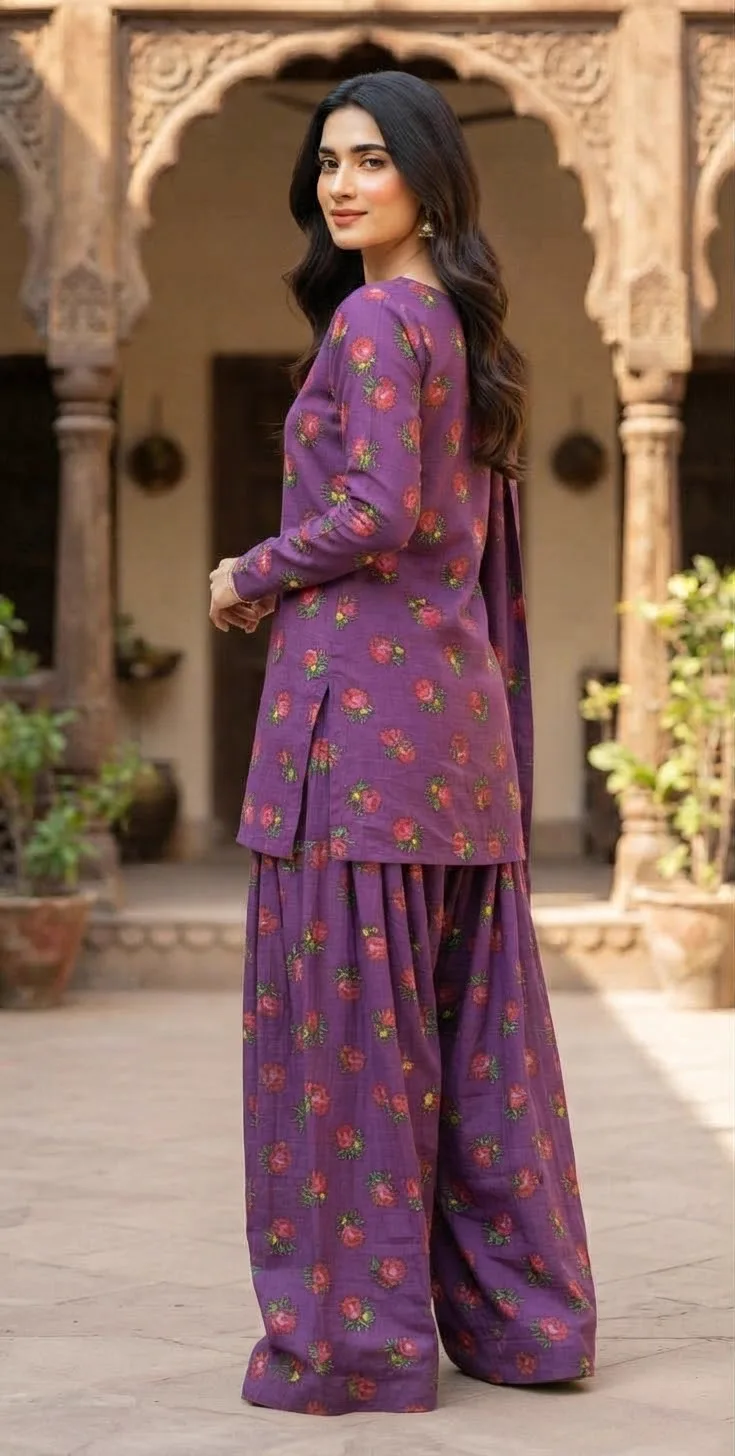 Marina Afghani Print 2-Piece Unstitched Suit – Purple by Suzain's Pret