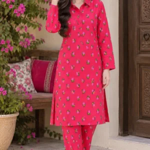 Marina Afghani Print 2-Piece Unstitched Suit – Red by Suzain's Pret