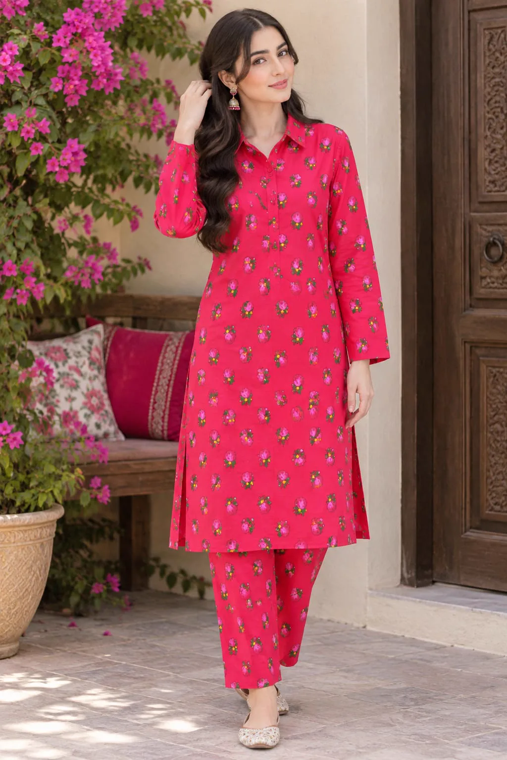 Marina Afghani Print 2-Piece Unstitched Suit – Red by Suzain's Pret