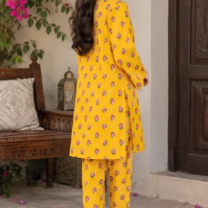 Marina Afghani Print 2-Piece Unstitched Suit – Yellow by Suzain's Pret