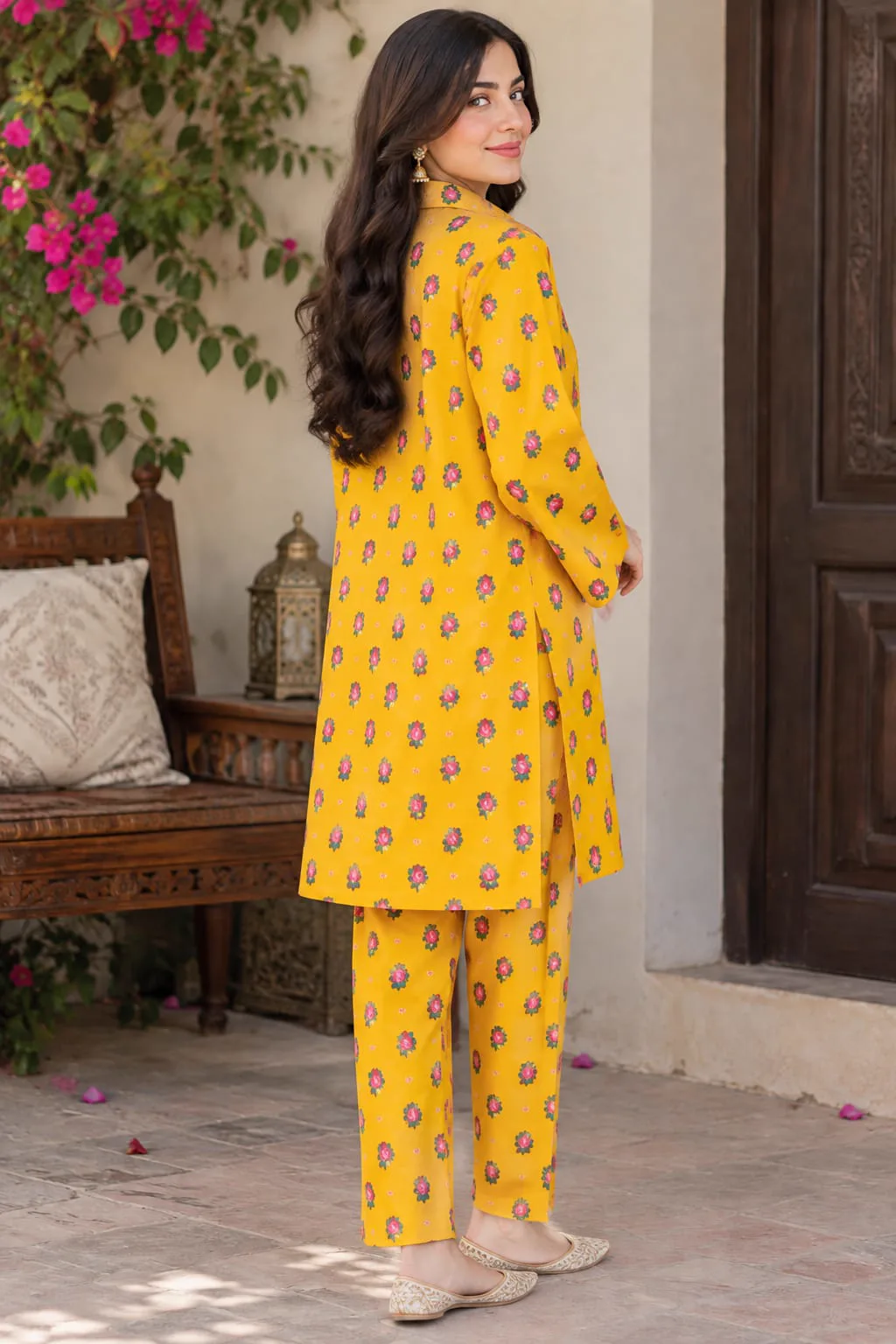 Marina Afghani Print 2-Piece Unstitched Suit – Yellow by Suzain's Pret
